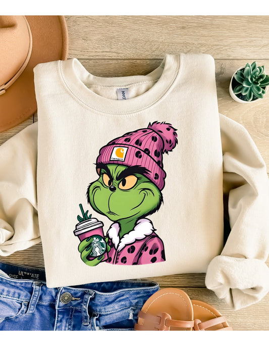 Boujee grinch crewneck sweatshirt - 4 little hearts