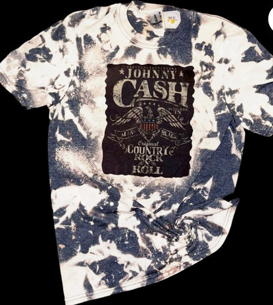Johnny cash rock & roll acid washed tee - 4 little hearts