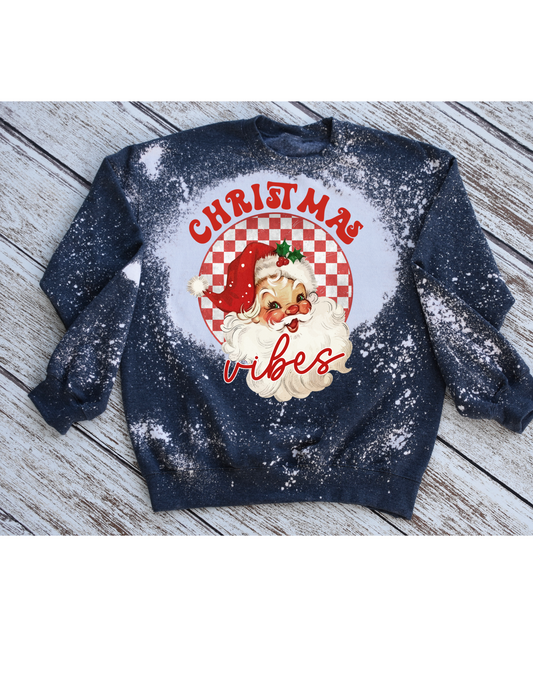 Christmas vibes bleached crewneck sweatshirt