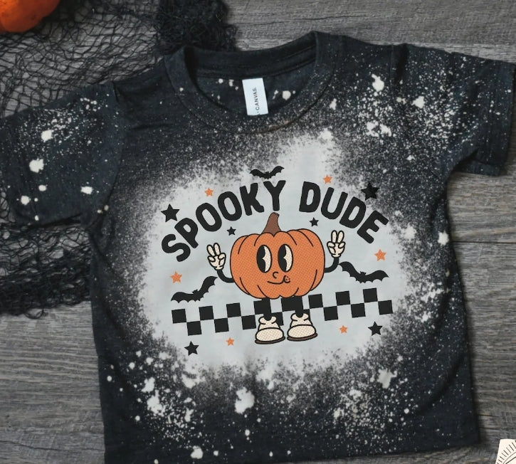 Spooky dude kids bleached tee