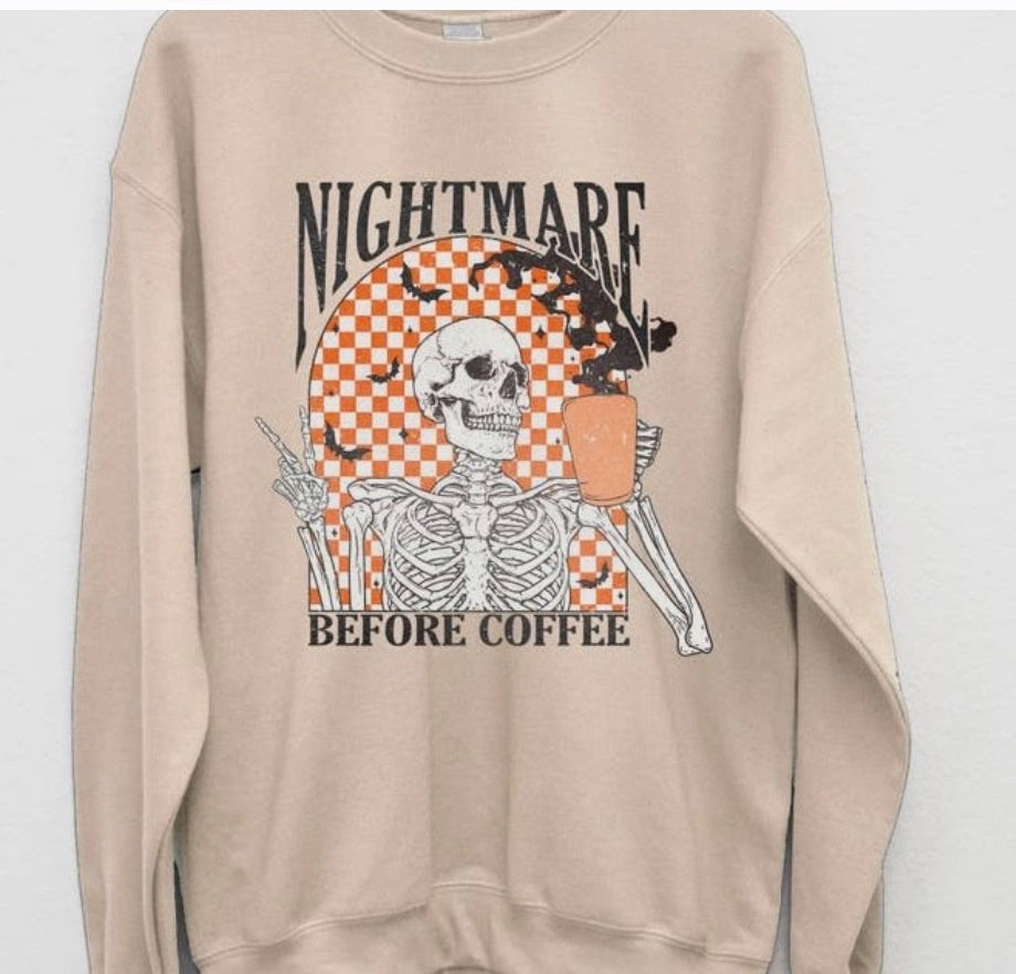 Nightmare before coffee crewneck sweatshirt