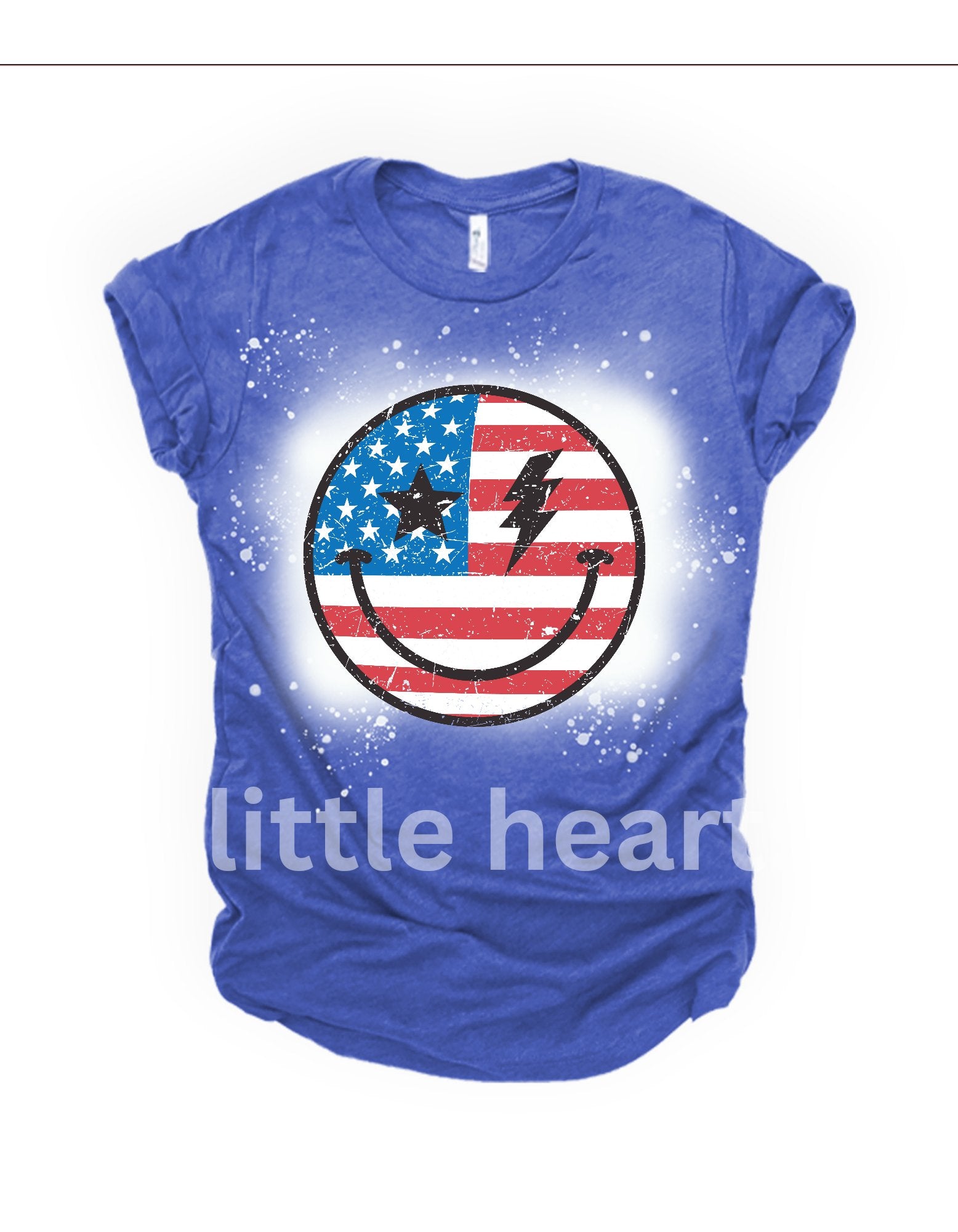 American flag smiley face bleached graphic tee - 4 little hearts