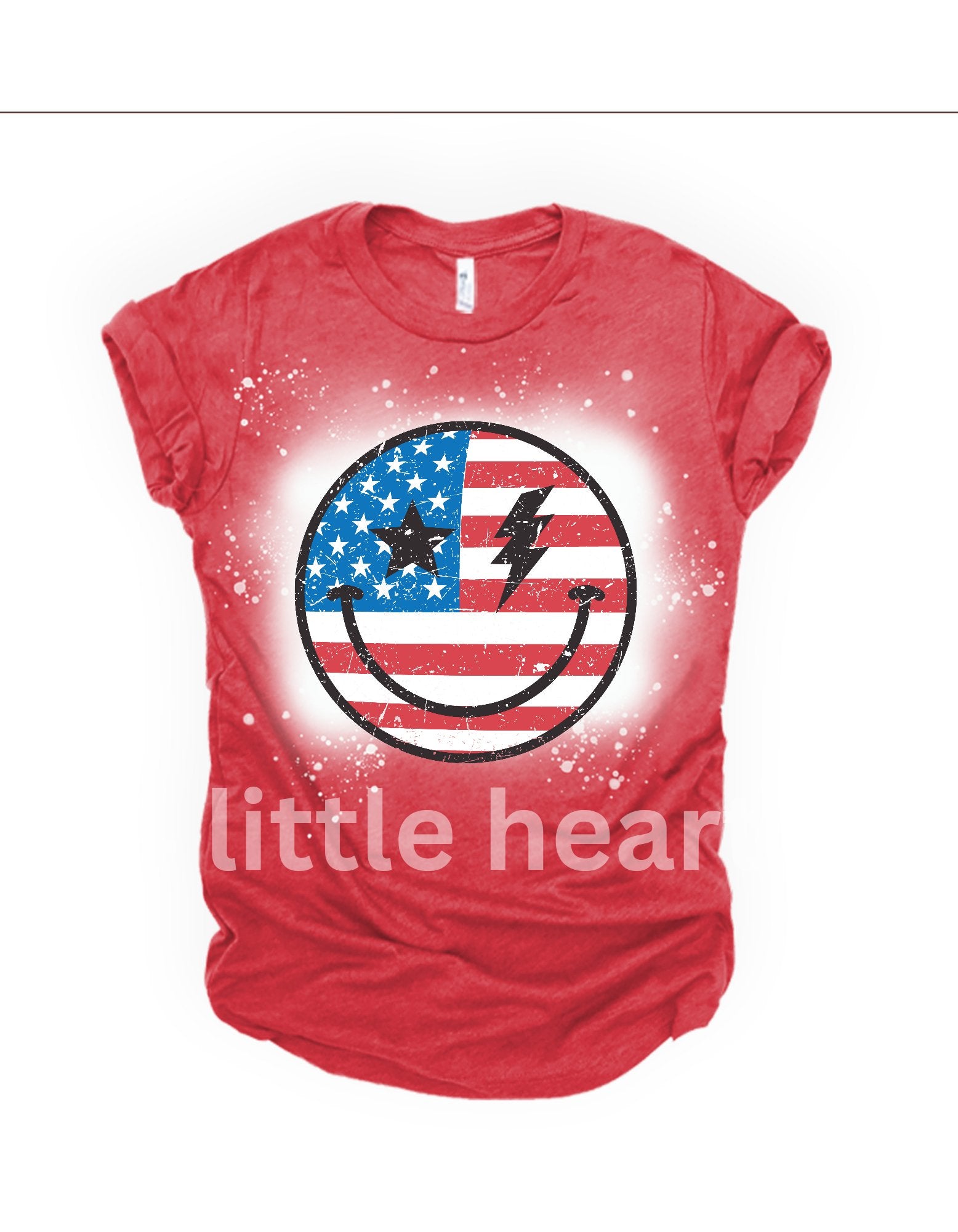 American flag smiley face bleached graphic tee - 4 little hearts