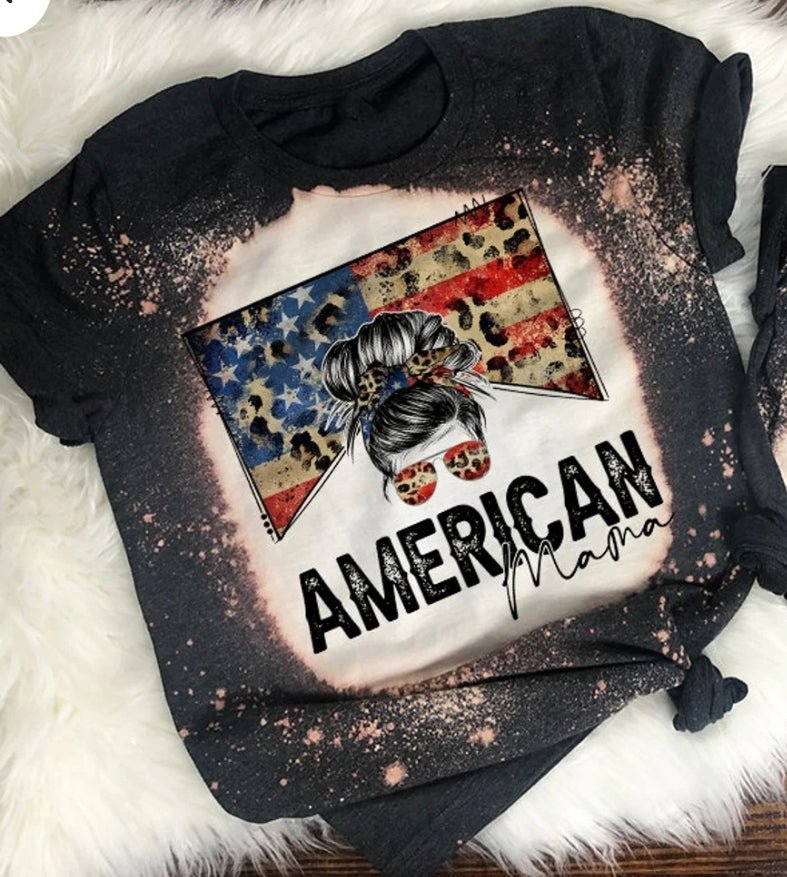 American mama leopard print patriotic tee - 4 little hearts