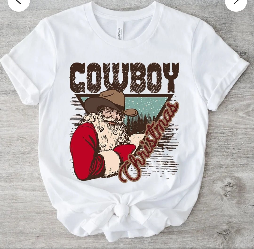 Cowboy christmas graphic tee / sweatshirt - 4 little hearts