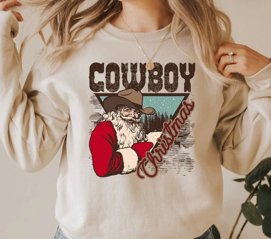 Cowboy christmas graphic tee / sweatshirt - 4 little hearts
