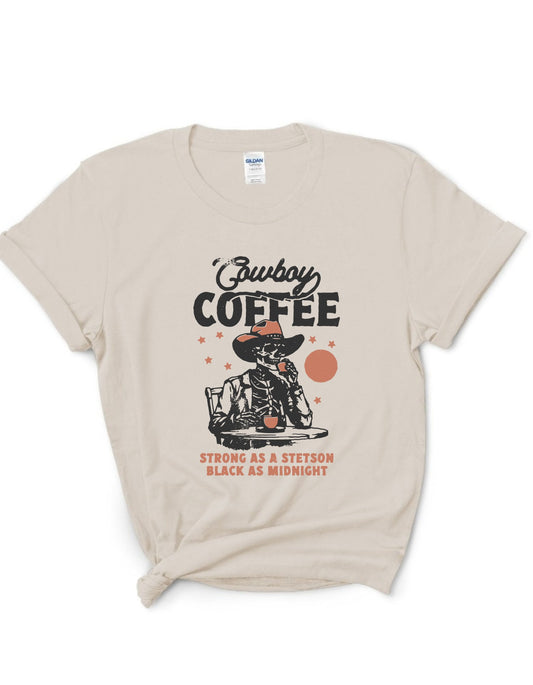 Cowboy coffee graphic tee - 4 little hearts