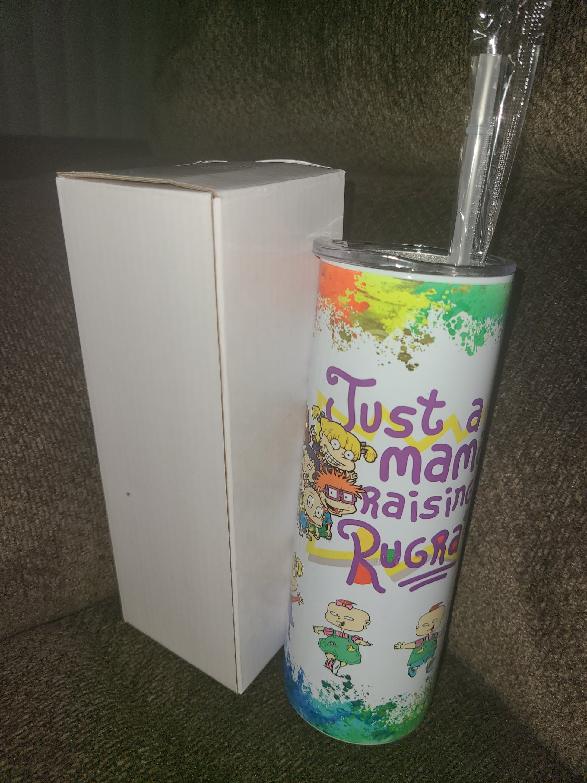 Just a 90s mama raising her rugrats 20 oz skinny tumbler - 4 little hearts