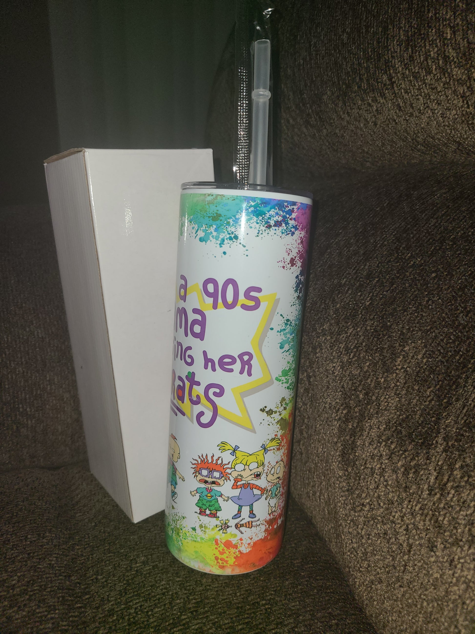 Just a 90s mama raising her rugrats 20 oz skinny tumbler - 4 little hearts