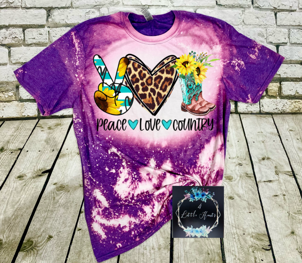 Peace love country tee - 4 little hearts