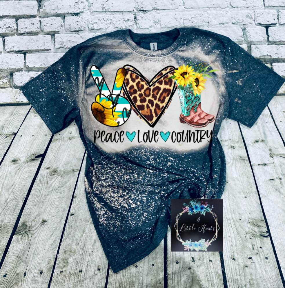 Peace love country tee - 4 little hearts