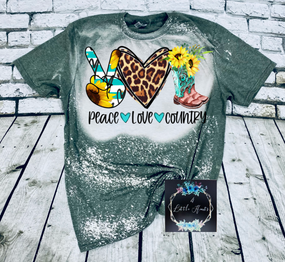 Peace love country tee - 4 little hearts