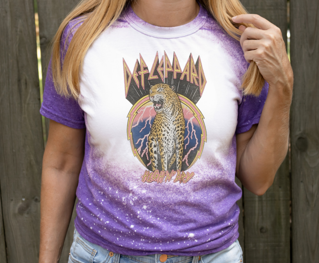 Def leppard bleached tee (leopard) - 4 little hearts