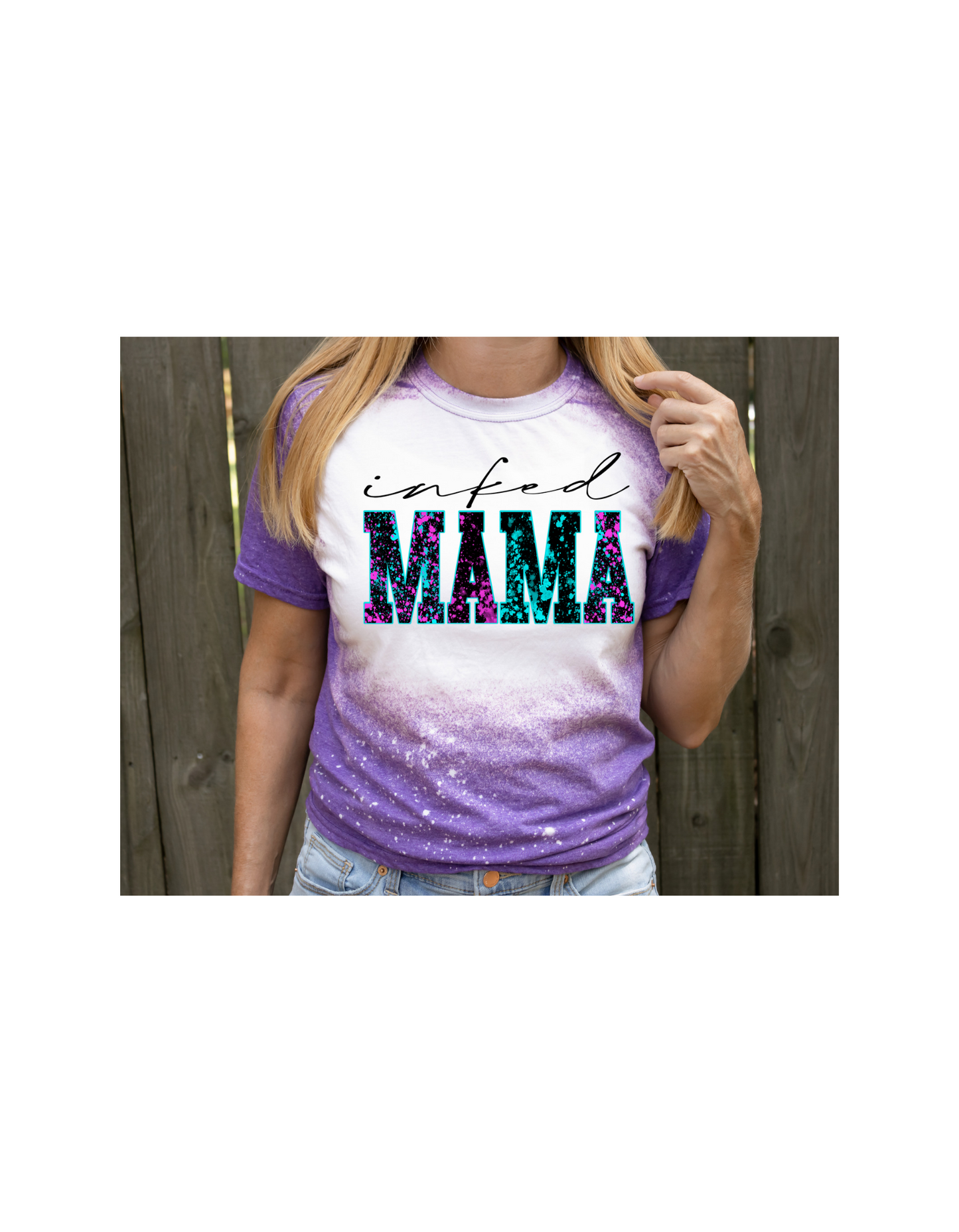 Inked mama tie dye print bleached tee - 4 little hearts