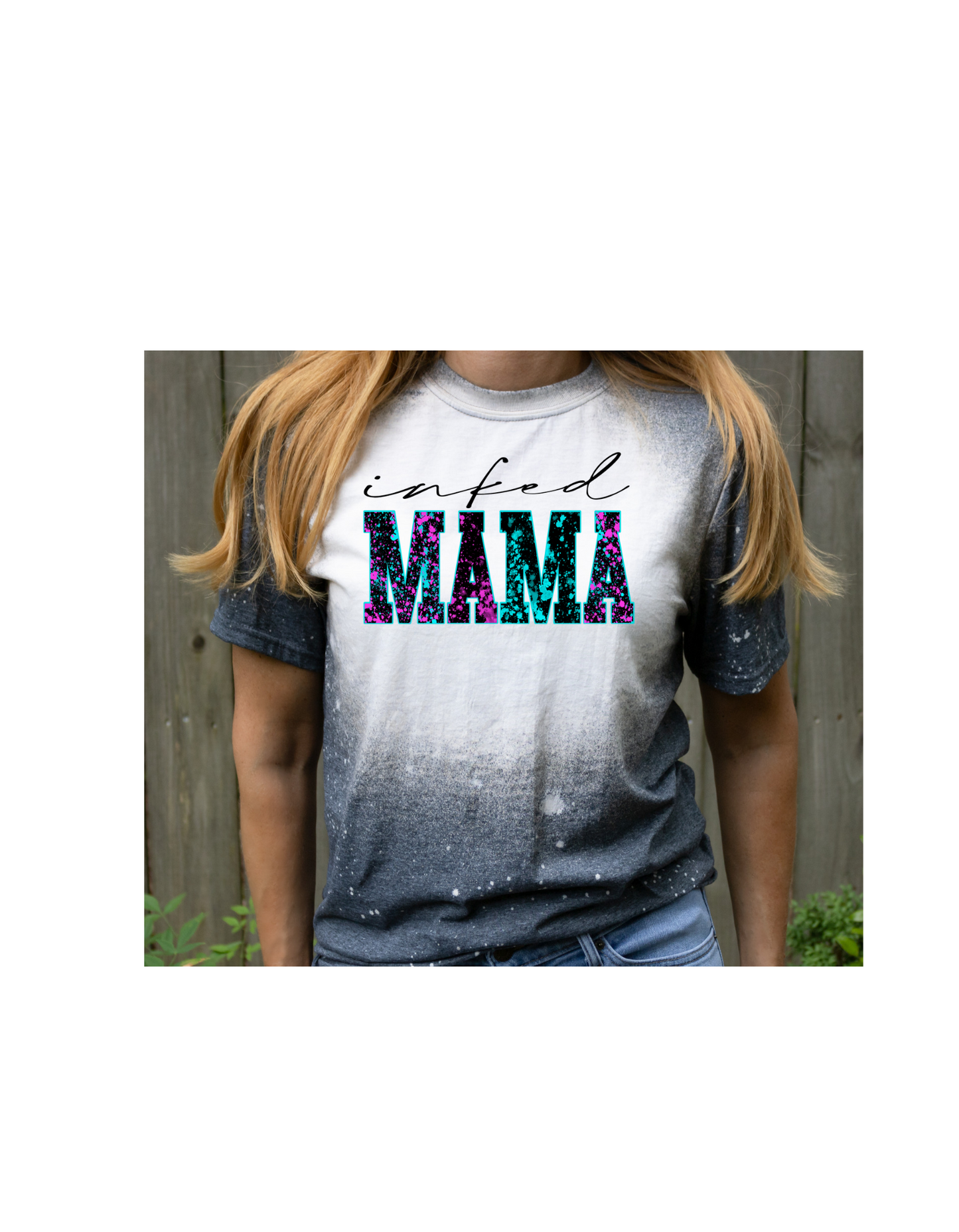 Inked mama tie dye print bleached tee - 4 little hearts