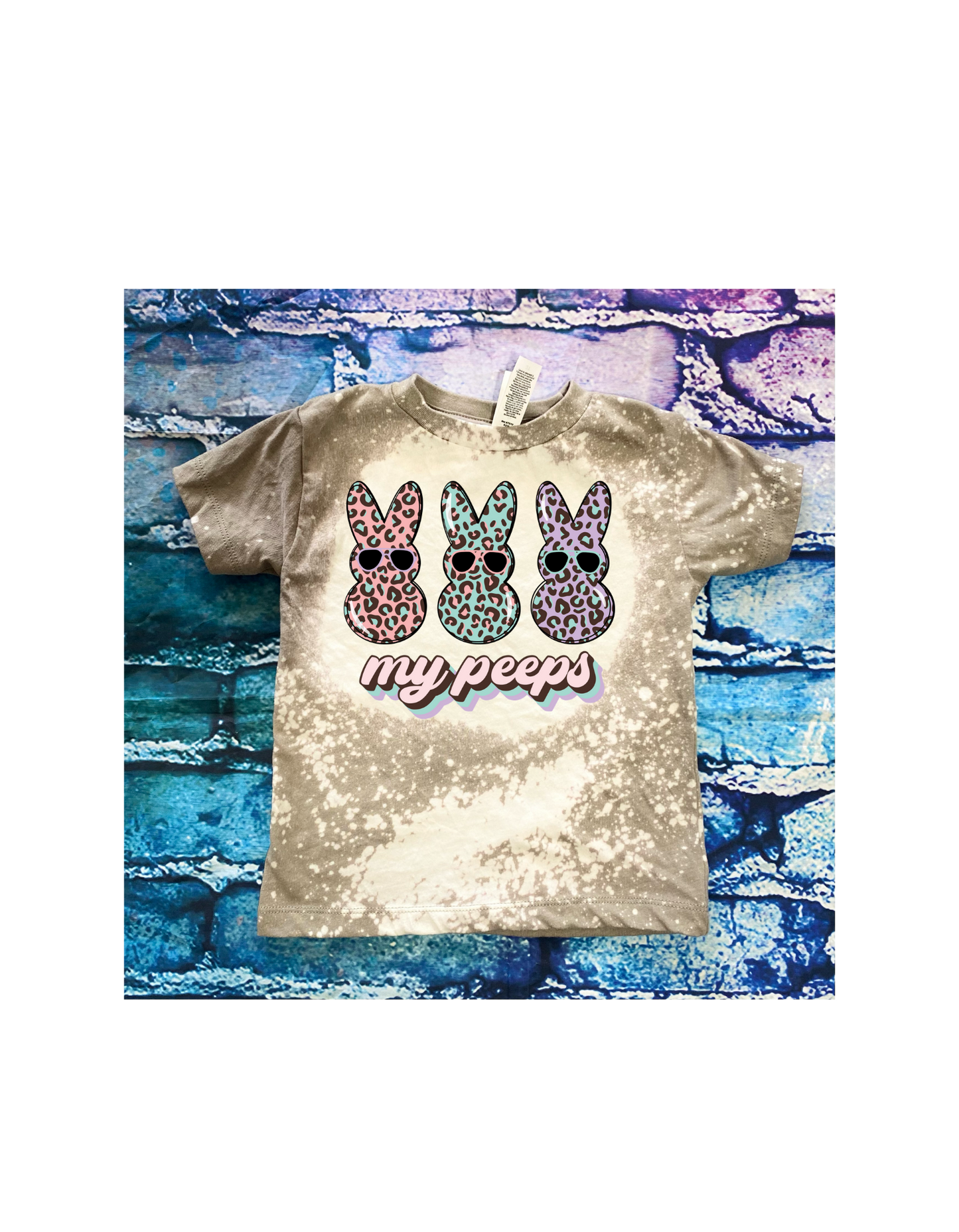 My peeps childrens bleached tee - 4 little hearts