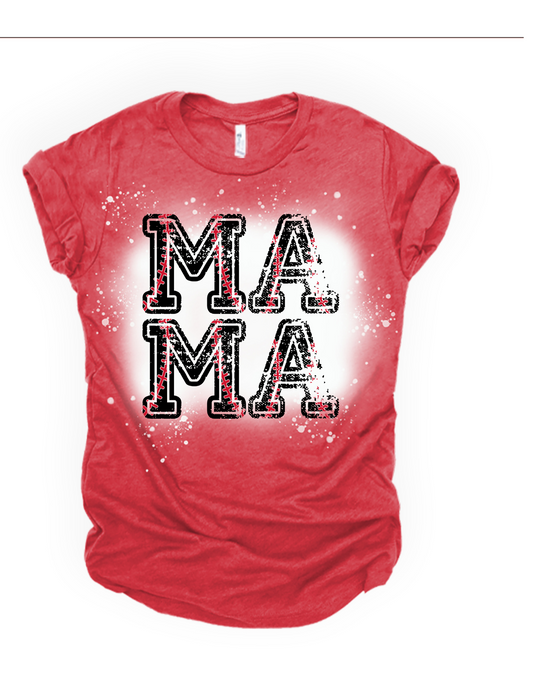 Mama baseball letters bleached tee - 4 little hearts