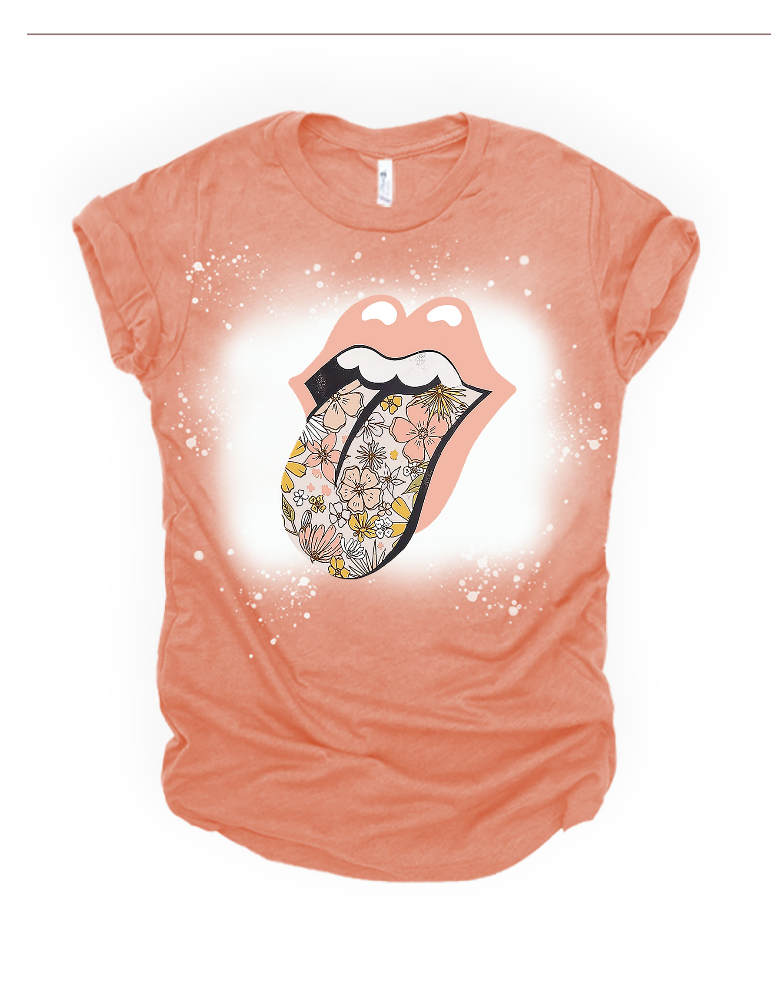 Rolling stones floral tongue bleached tee - 4 little hearts