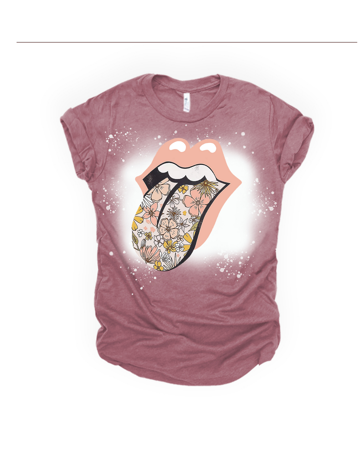 Rolling stones floral tongue bleached tee - 4 little hearts