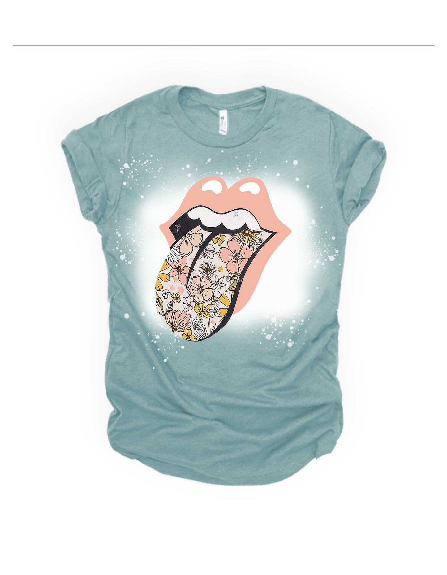 Rolling stones floral tongue bleached tee - 4 little hearts