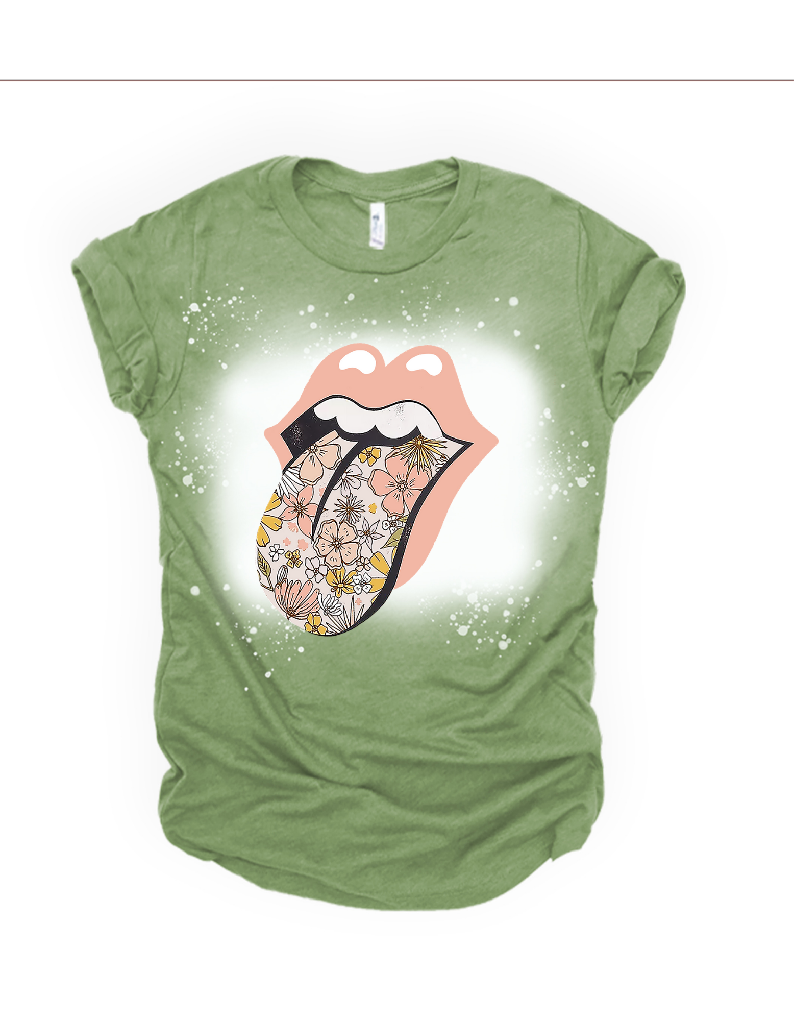 Rolling stones floral tongue bleached tee - 4 little hearts