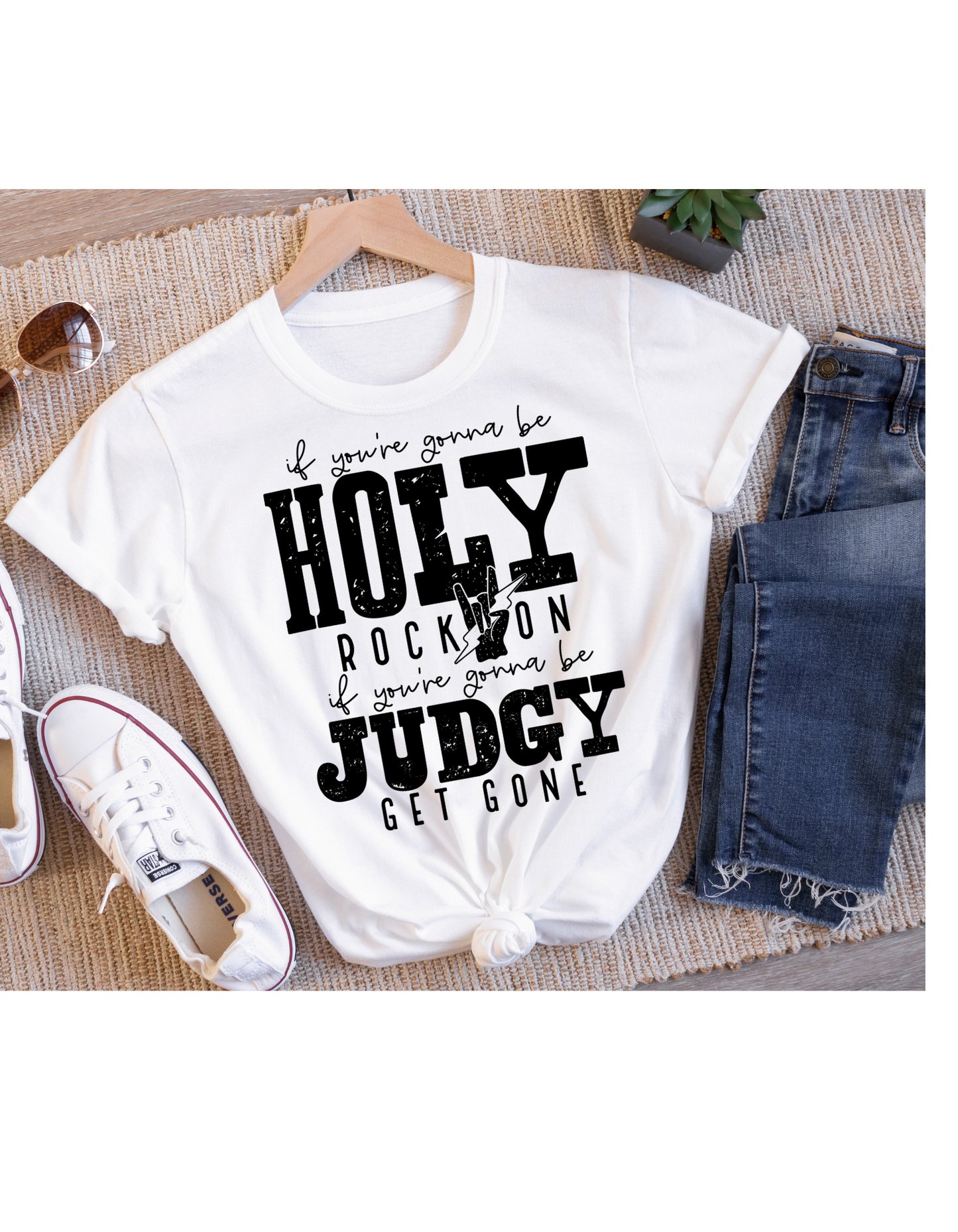 If your gonna be holy rock on graphic tee