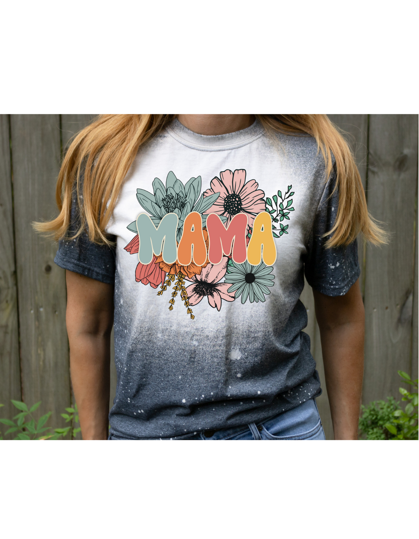 Mama flowers bleached tee