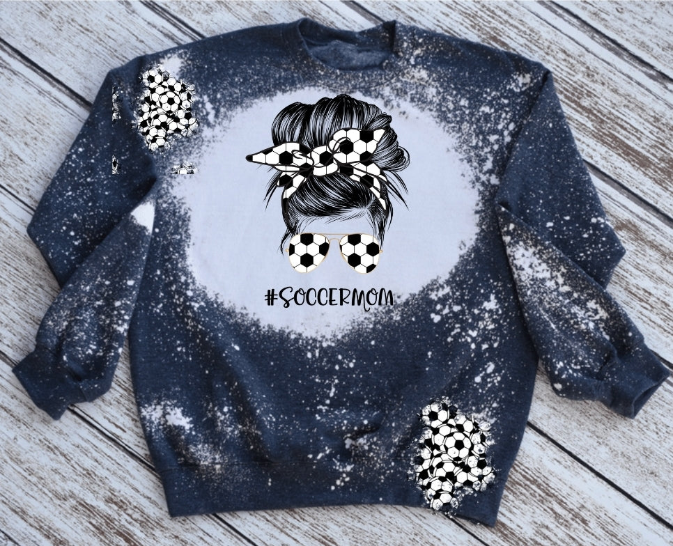 Soccer mom bleached sweatshirt - 4 little hearts