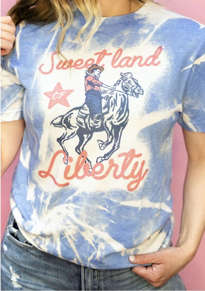 Land of liberty bleached graphic tee