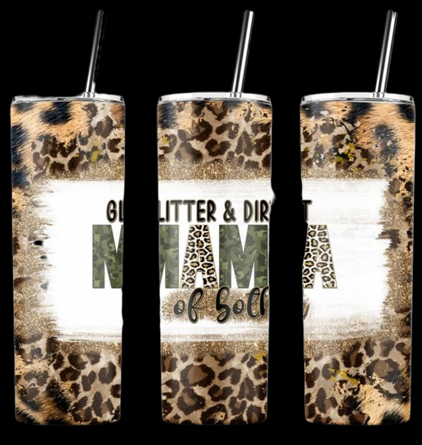 Glitter & dirt mama of both 20 oz skinny tumbler - 4 little hearts